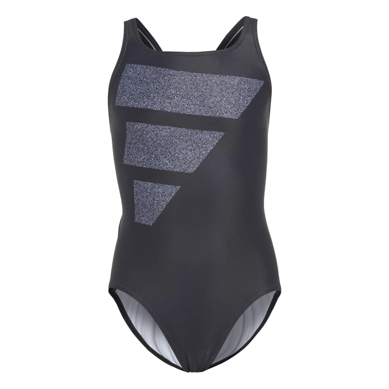 Image of adidas Big Bars Graphic Swimsuit Junior Girls - Black 5 - 6 Years