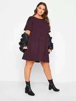 Image of Yours Rib Smock Dress - Aubergine, Purple, Size 14, Women