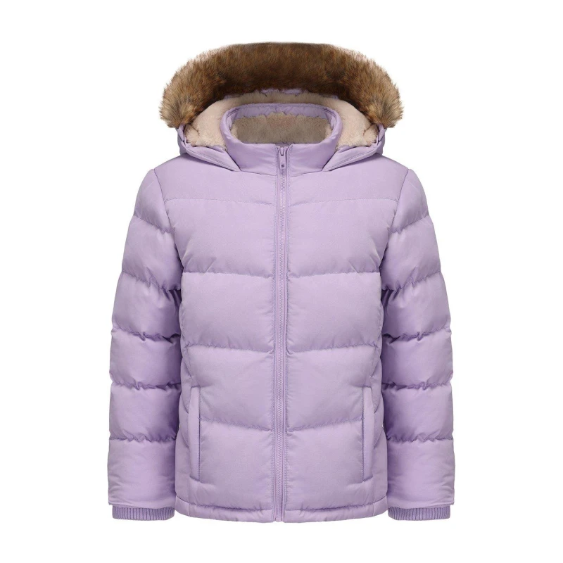 Image of SoulCal Kids 2 Zip Hooded Long Sleeve Short Puffer Jacket Purple09 female 7-8 Years