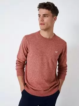 Image of Crew Clothing Mouline Crew Neck Jumper, Red, Size L, Men