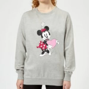 Image of Disney Minnie Mouse Love Heart Womens Sweatshirt - Grey - S