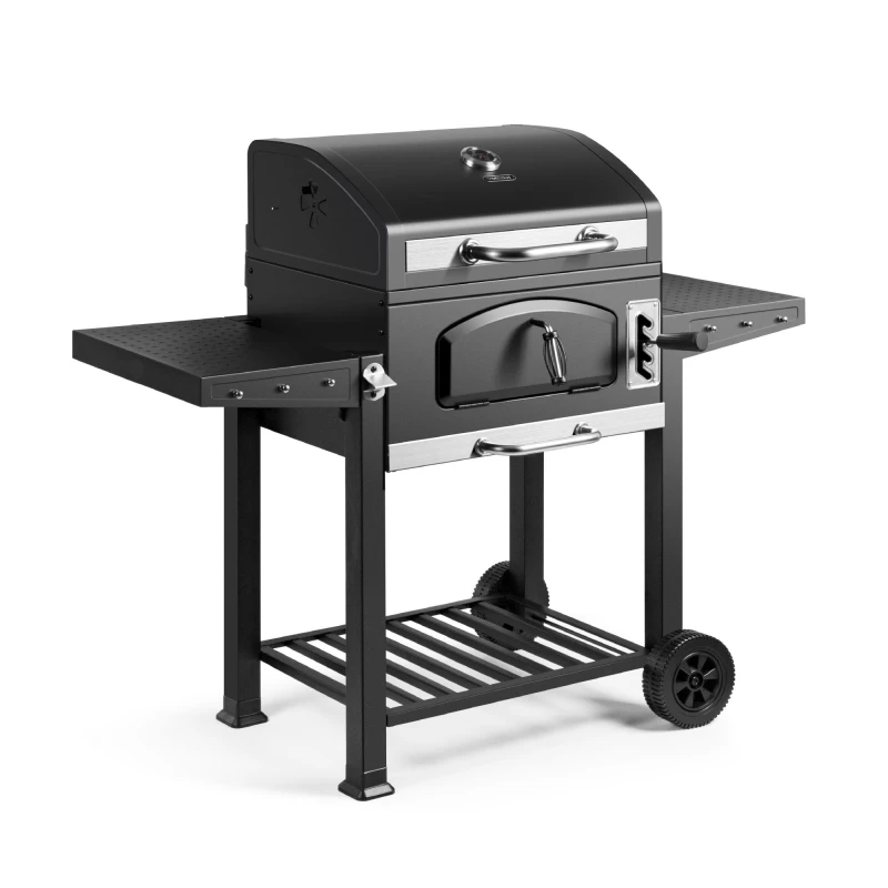 Image of VonHaus Portable Charcoal BBQ w/ Side Tables/Temp Gauge 2500250