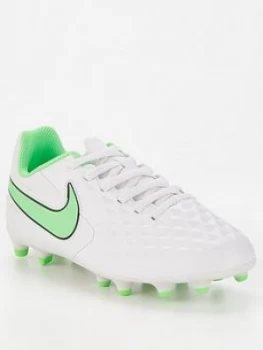 Image of Nike Junior Tiempo 8 Club Firm Ground Football Boot - White/Green, Size 5