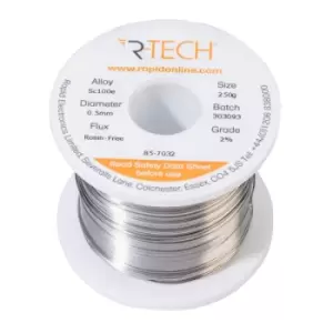 Image of R-TECH 857032 SC100e Solder 2% Rosin-Free HF Flux Halide-Free 0.5m...