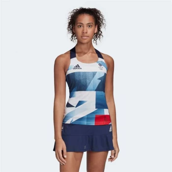 Image of adidas Team GB HEAT. RDY Ladies Tennis Tank Top - Red/indigo