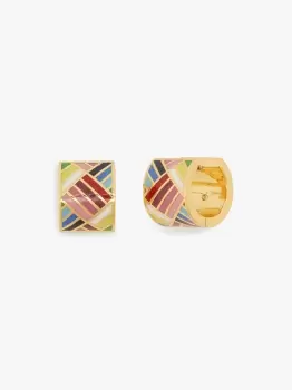 Image of Kate Spade Patchwork Enamel Huggies, Multi, One Size