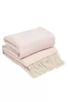 Image of Herringbone Tassel Knit Trim Soft Throw