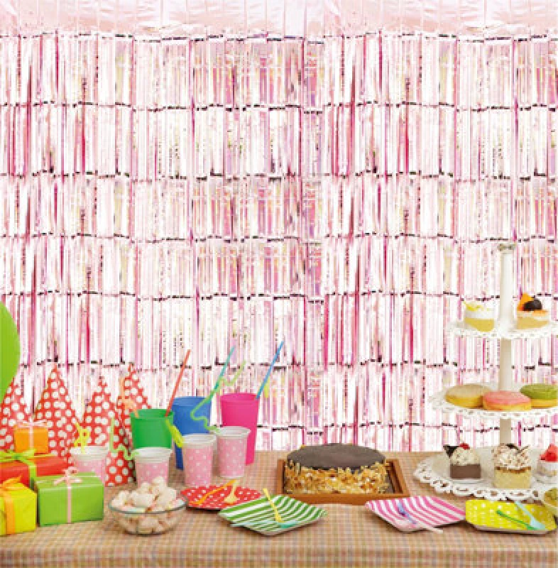 Image of CHEETAHL Rose Gold Foil Fringe Shimmer Tinsel Curtain Party Event Backdrop 1m Wide x 3m Drop ELV-644762