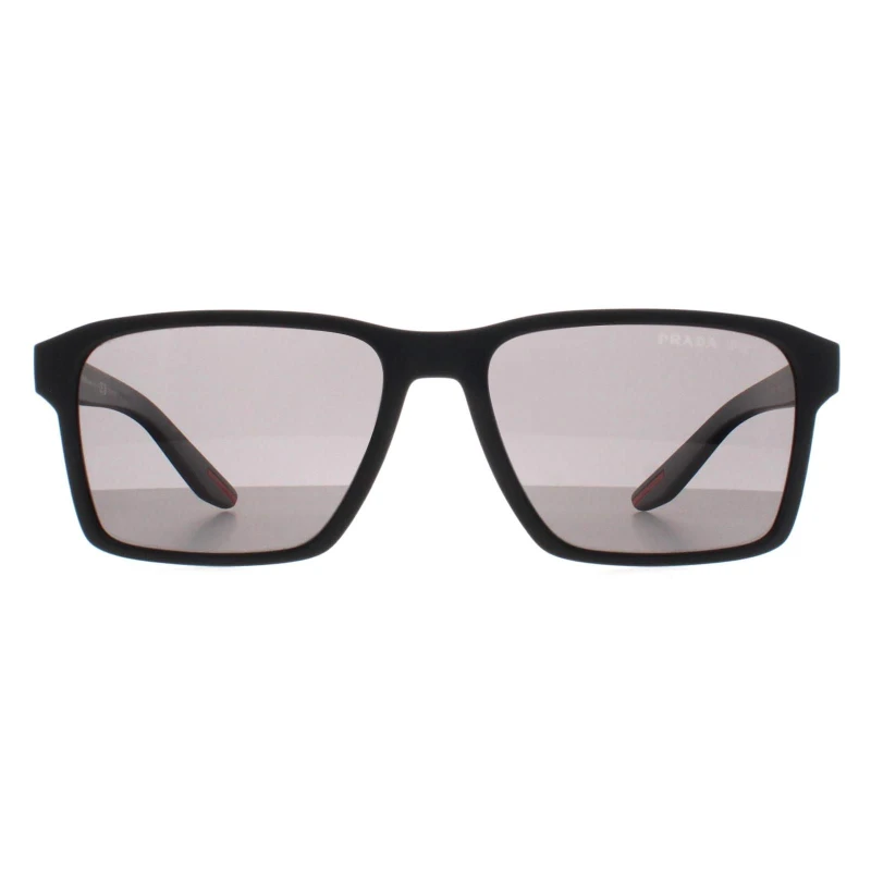 Image of Prada Sport Prada Sport Men Rectangle Black Rubber Dark Grey Polarized PS05YS Black One Size Male 8056597897396