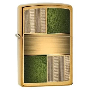 Image of Zippo Re Fillable Brushed BrassGreen Regular Lighter