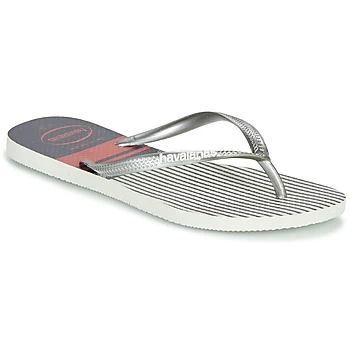 Image of Havaianas SLIM NAUTICAL womens Flip flops / Sandals (Shoes) in White / 3,1 / 2 kid