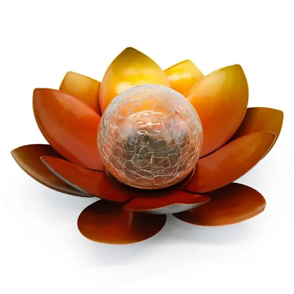 Image of Streetwize Solar Metal Flower Light With Crackle Ball - Orange One Size