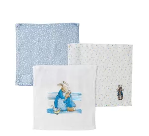 Image of Pack of 3 Peter Rabbit Collection Baby Face Cloths