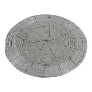 Image of Set of 4 White Glass Beaded Circular Placemats 30x30cm