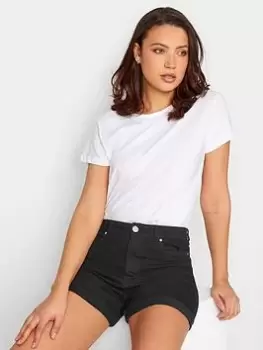 Image of Long Tall Sally Turn Hem Mom Short - Black, Size 24, Women