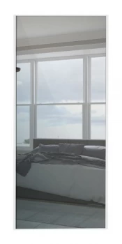 Image of Wickes Sliding Wardrobe Door White Framed Mirror - 2220 x 610mm