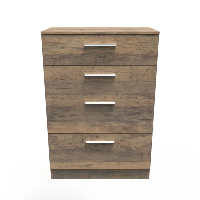 Image of Trent 4 Drawer Deep Chest In Vintage Oak (Ready Assembled)