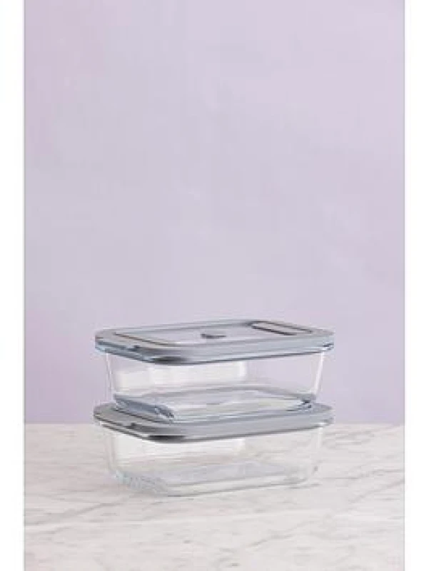 Image of Kilner Set of 2 Fresh Storage 0.63L Rectangle Food Storage Transparent ONE SIZE