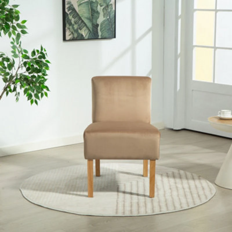 Image of Corina Velvet Fabric Armless Accent Chair - Brown