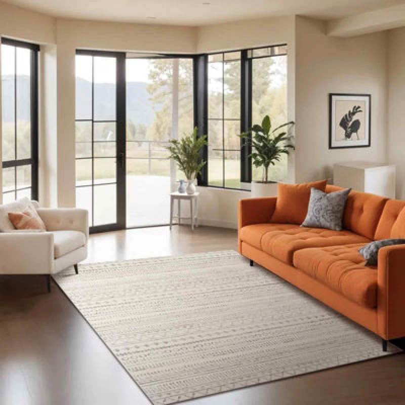 Image of Livabliss Scandi Geometric Light Grey Marwa Area Rug 200 X 275cm - Easy Care, Non Shedding, Ideal For Living Room & Bedroom