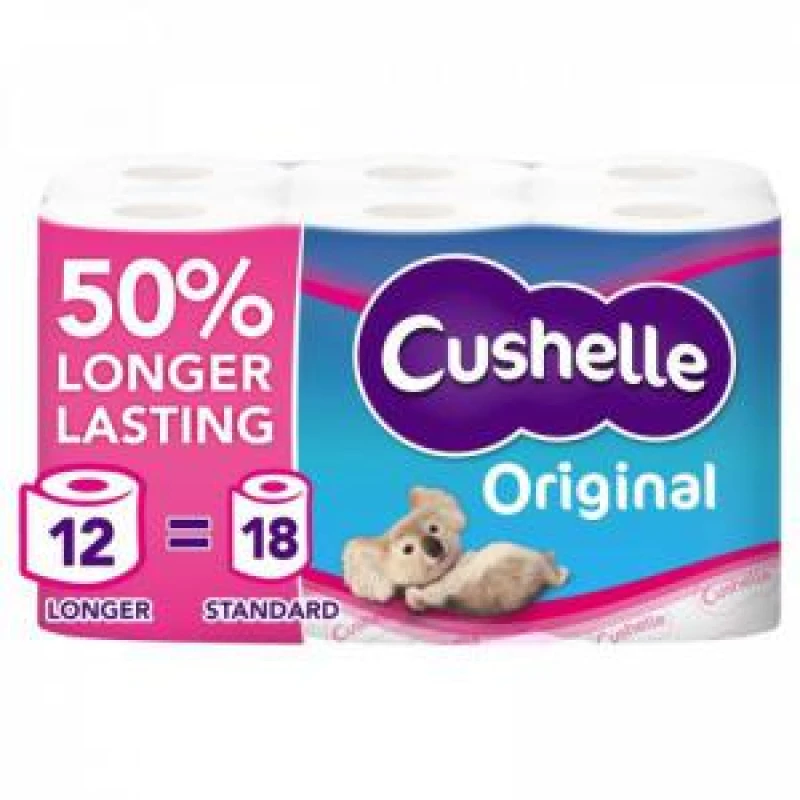 Image of Cushelle Original Toilet Tissue Extra Long Rolls White (Pack 12) - 1102184