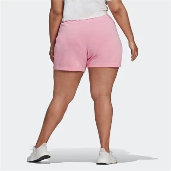 Image of adidas Essentials Slim Logo Shorts (Plus Size) Womens - Light Pink / White
