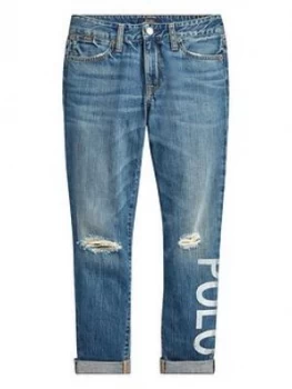 Image of Ralph Lauren Girls Polo Print Skinny Jeans - Blue, Size Age: 14 Years, Women
