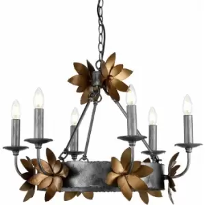 Image of Loops - 6 Bulb Chandelier Hanging Pendant LIght Bronze and Gold LED E14 60W Bulb