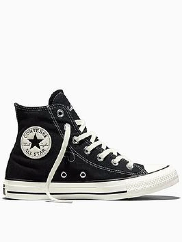Image of Converse Chucks In Love All Star Hi Trainers in Black & White Black & White UK 8 (EU 41½)