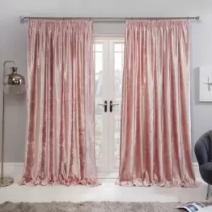 Image of Sienna Crushed Velvet Pair Of Pencil Pleat Curtains Blush - 46" X 54"