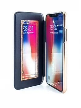 Image of Ted Baker Mirror Folio Case (Apple iPhone X) - Blushing Bouquet, Navy, Women