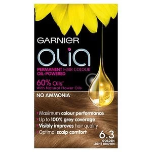 Image of Garnier Olia 6.3 Golden Light Brown Permanent Hair Dye Brunette