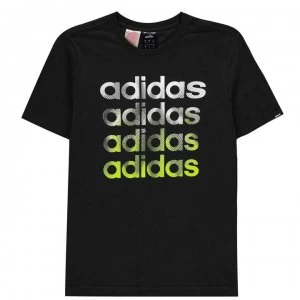 Image of adidas Faded Repeat Logo T-Shirt Junior Boys - Blk/SignalGreen