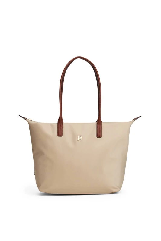 Image of Tommy Hilfiger Womens Popette Nylon Tote Sandalwood in Tan Tan Female