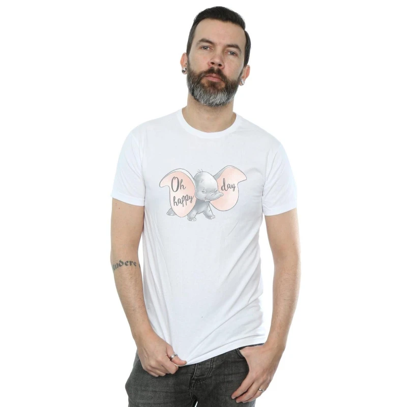 Image of Disney Men Dumbo Happy Day T-Shirt in White Size: Small White S Male 5057955957298