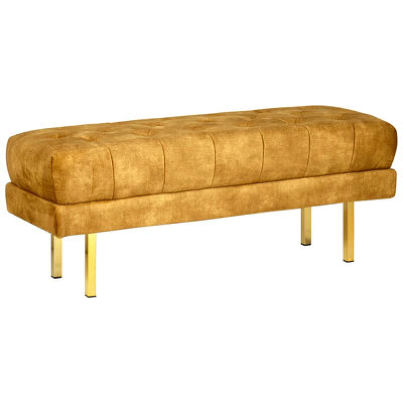 Image of Beliani Bench Roseville Velvet Mustard