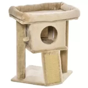 Image of Pawhut Cat Tree Activity Center W/ Jute Scratching Pad Ball Toy Condo - Coffee