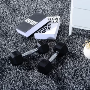 Image of HOMCOM Rubber Hexagonal Dumbbell Set,2 pcs x 4 kg