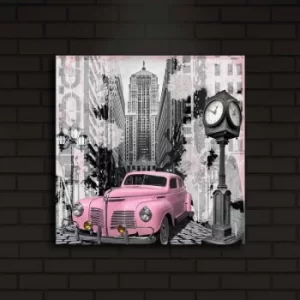 Image of 4040?ACT-13 Multicolor Decorative LED Lighted Canvas Painting Pink Car