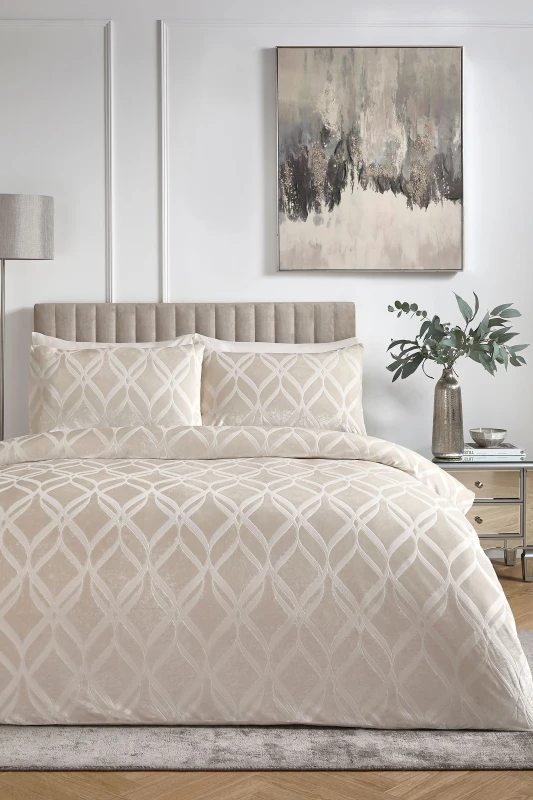 Image of Soiree Belfort Velvet Duvet Cover Bedding Set Champagne