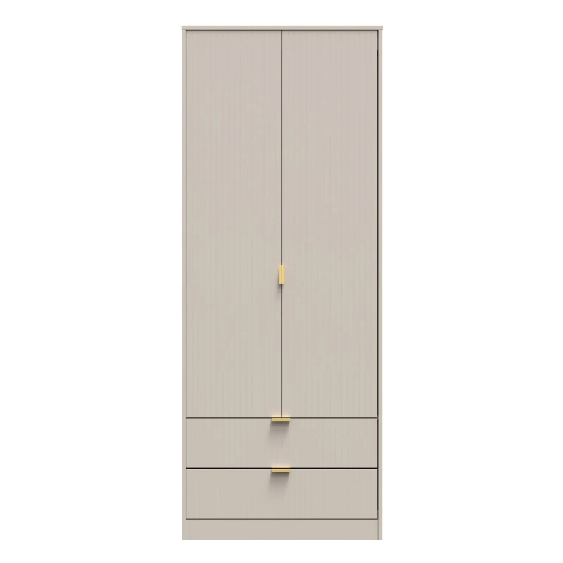 Image of Welcome Furniture Ready Assembled Linear 2 Door 2 Drawer Wardrobe In Kashmir Matt, Cream LIF081KMK