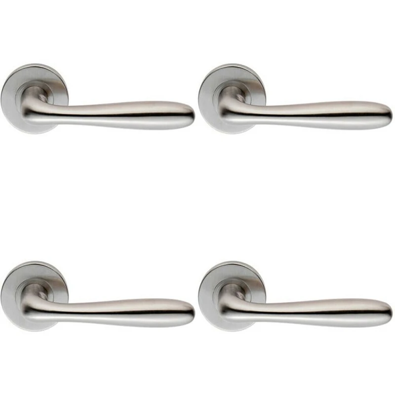 Image of Loops 4x PAIR Smooth Rounded Bar Handle on 8mm Round Rose Concealed Fix Satin Steel Metallics
