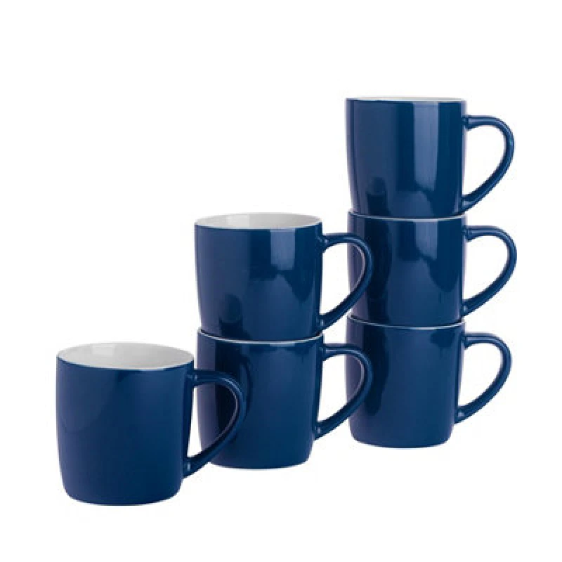 Image of Argon Tableware 2X Coloured Coffee Mugs - 350Ml - Navy - Durable Stoneware Cappuccino Tea Cup Dishwasher & Microwave Safe