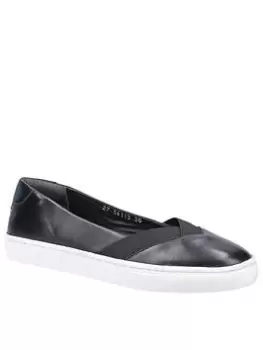 Image of Hush Puppies Tiffany Slip On Plimsoll - Black, Size 7, Women