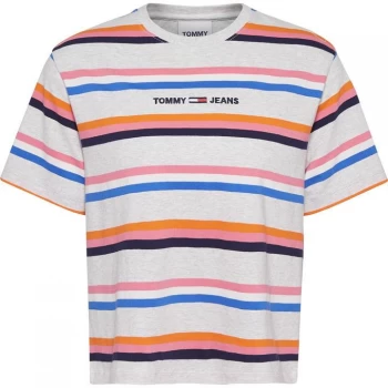 Image of Tommy Jeans Crop Multi Linear T Shirt - MULTI 0CS