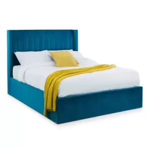 Image of Julian Bowen Langham Scalloped Headboard Storage Bed 180Cm Teal Velvet
