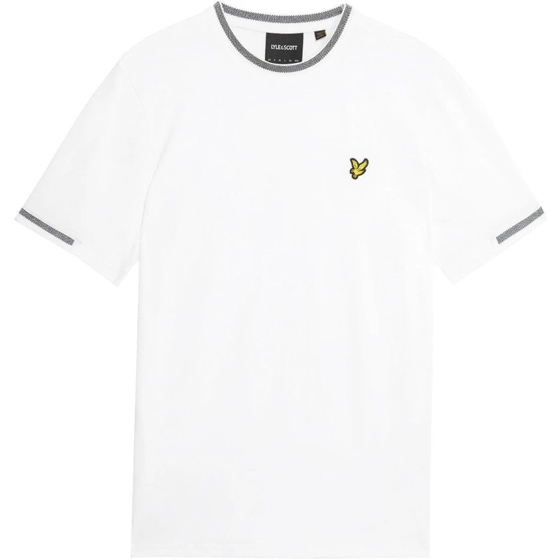 Image of Lyle and Scott Mens Tipped T-Shirt Wht/Blk W104 male S