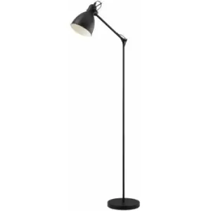 Image of Loops - Adjustable Arm Floor Lamp Light Black & White Shade 1 x 40W E27 Bulb