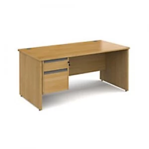 Image of Dams International Straight Desk with Oak Coloured MFC Top and Graphite Frame Panel Legs and 2 Lockable Drawer Pedestal Contract 25 1600 x 800 x 725mm