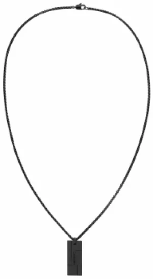 Image of Calvin Klein 35000059 Black Tone Dog Tag Style Logo Necklace Jewellery